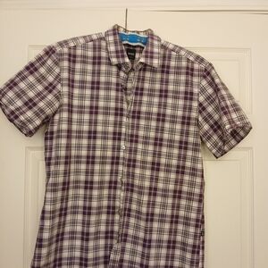 Boss Hugo Boss Slim Fit Purple and White Checkered Short Sleeve Casual Shirt